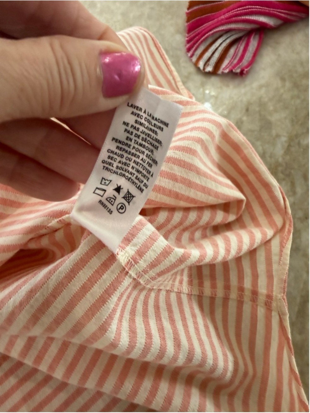 LAFAYETTE 148 Orange White peach Striped Button Down Shirt L, rolled sleeves, - Picture 8 of 9